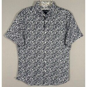 NWOT Mizzen+Main Shirt Leeward Mens M Black White Geometric Performance Aloha